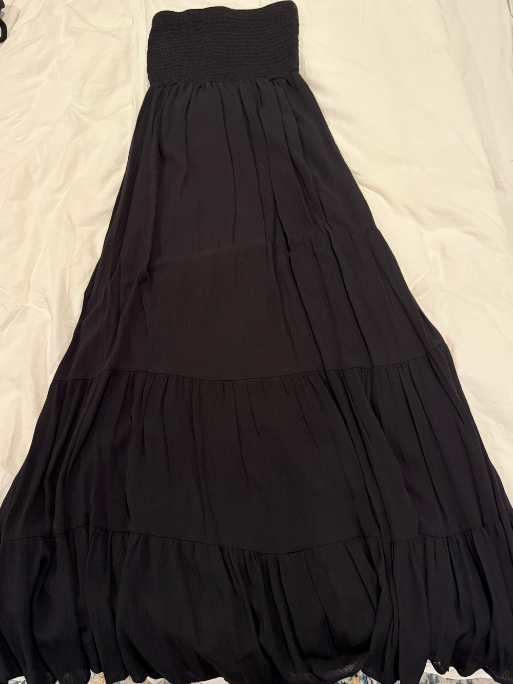 VICI Black Strapless Smocked Tiered Maxi Dress Size Small